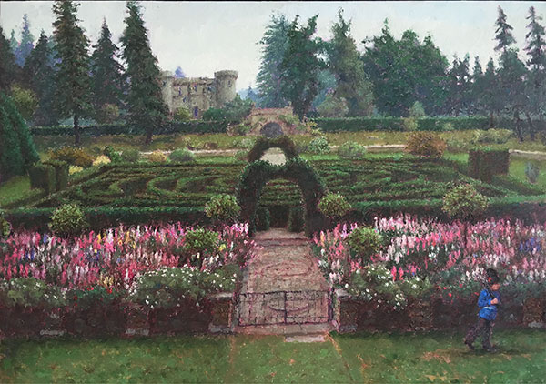 Garden with Soldier. 2005. Oil on Linen. 12" x 20"